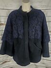 Anthropologie Flower Field Sweater Jacket Cardigan L Lace Wool Crop Bell Sleeve