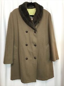 MIGHTY-MAC Double Breasted Tycoon Collar Brown Wool Jacket Coat Lined Men's 38