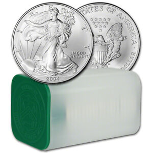 2004 American Silver Eagle 1 oz $1 - 1 Roll - Twenty 20 BU Coins in Mint Tube