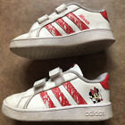 ✨ ADIDAS TODDLER GIRL SIZE 7 MINNIE MOUSE WHITE RED SNEAKERS, HOOK LOOP SHOE ✨