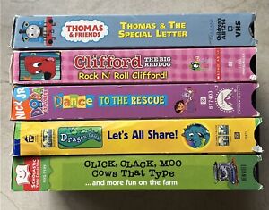 Kids VHS Lot ~ Learning & Fun Adventures w/ Dora, Dragon Tales, Clifford, Thomas