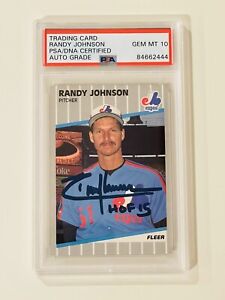 Randy Johnson Signed 1989 Fleer #381 RC Rookie PSA GEM MT 10 HOF 15 Inscription
