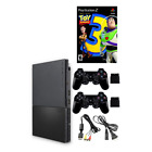 REFURBISHED Sony PlayStation 2 PS2 Slim - Black - 2 New Wireless Controllers +