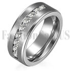Men's Women Stainless Steel Rings CZ lnlaid Promise Wedding Engagement Band 7-13
