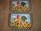 2 NEW Country Rooster Sunflowers Kitchen Skid Resistant Floor Mat Rug 18''x28.5