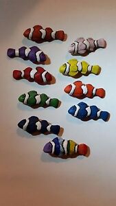 Peruvian Ceramic Red Orange Green Purple Blue Rainbow Clownfish Fish Bead DIY