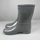 Hunter Boots Womens 8 Gray Original Refined Short Gloss Rain Boot Ankle Casual