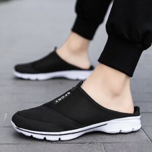 Men Mesh Half Slippers Comfort Breathable Slides Slip On Flats Casual Shoes