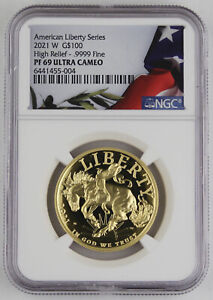 New Listing2021 W 1 Oz GOLD $100 American Liberty High Relief Proof Coin NGC PF69 Ultra Cam