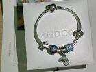 Pandora 925 Silver Bracelet Rainbow Dangle Charm 7.5 Inch With Box