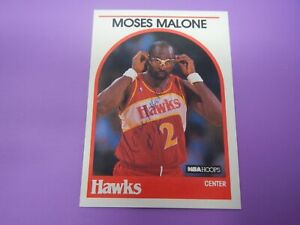 1989-90 NBA Hoops Basketball Moses Malone Hawks #290 Auto