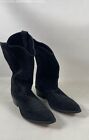 Men's Black Suede Leather Cowboy Boots, Size 13 EE