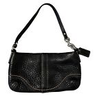 Coach Black Pebbled Leather Pochette Clutch Wristlet Wallet Mini Bag Y2K