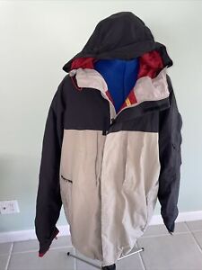 Burton Brown Hooded Black Beige Snowboard Jacket Coat Men's XL