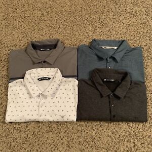 Lot Of 4 Travis Mathew Mens Polo Shirts Multicolored Size XL Golf Geometric