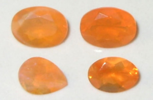2.64ct Lot 4 Stones Faceted Mexican Fire Opal 7x5mm to 8x6mm WoW *$1NR*