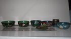 antique chinese cloisonne 5 bowls, 1 trinket dish and 1 candy cannister no/ lid