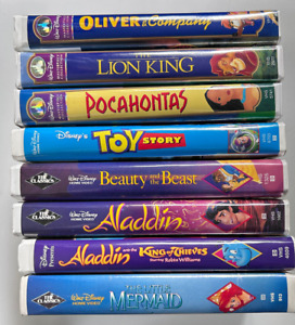 New ListingLot of 8 90's Disney VHS Tapes - Lion King, Aladdin, Beauty & the Beast, etc.