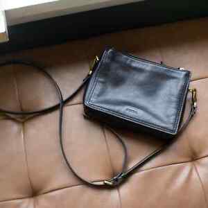 Fossil Cowhide Leather Bag Crossbody Black