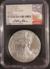 2021 T-1 NGC MS70 LAST DAY OF PRODUCTION SILVER EAGLE RYDER SIGNED FLAG LABEL $1