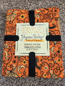 Johanna Parker Halloween Icon 100% cotton Tablecloth Orange 60