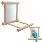 New Bird Mirror With Perch Parrot Wood Perches Cage Swing Toy Parakeet Cockatiel