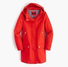 J. Crew Vibrant Flame Red & Gingham Chateau Trench Coat Red Women’s Size 2 E7144