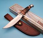 Chipaway Cutlery Fixed Blade Knife Full tang Torched Bone Handle Leather Sheath