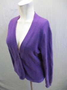 Charter Club Size M Womens Purple 2Ply Cashmere Button-Up Cardigan Sweater 7Y812