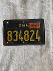California Motorcycle License Plate Black Gold 1965 Registration Tag