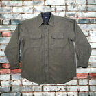 Vintage Arrow Shirt Jacket Green Herringbone Acrylic Large Button Soft Collared