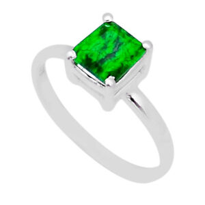 925 Sterling Silver 2.20cts Faceted Natural Green Maw Sit Sit Ring Size 8 Y1466
