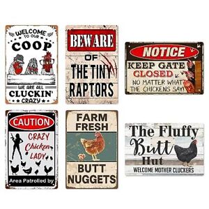 Metal Signs Chicken Signs Funny Chicken Coop Decor Farm Sign for Home Kitchen...