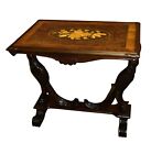 Antique Regency Style Inlaid Walnut Table w/Carved Swan Base