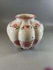 Vintage Portugal Pottery Vase Hand Painted Victorian Rose Signed By Artist 5”