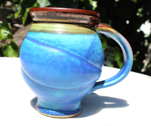 Hand Thrown Studio Art Pottery Coffee Large Porcelain Mug Signed 