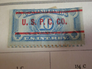 1929 US Internal Revenue USPC Playing Cards 10c/Ten Cent Blue Used Hinged Stamp
