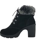 BEARPAW Womens Marlowe Heeled Black Suede Boots with NeverWet Size 10 M US