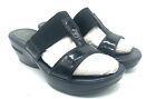 Cole Haan Air Black Platform Slip On Sandals Size 7 Wedge Strappy Leather Donna