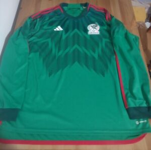 NWOT Mexico Adidas 2022 World Cup L/S Home Jersey Slim Fit Men's 2XL
