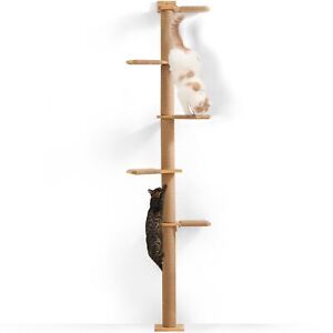FUKUMARU Tall Cat Tree, 5 Tier Floor to Ceiling Cat Tower, Wall-Mounted Cat S...