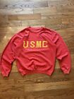 Vintage 70s 80s 90s USMC Logo Red Crewneck Sweatshirt Size Large? WORN RARE USA