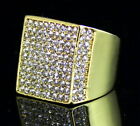 MENS ICED RAPPER HIP HOP GOLD PLATED LUXURY LAB DIAMOND SQUARE PINKY 8 ~ 12 RING