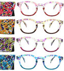 Womens Reading Glasses Round Colorful Fashion Spring Hinge Readers with Case