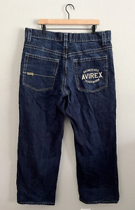 Vintage Avirex Jeans Mens 38x32 Blue Baggy Loose Hip Hop Y2K Grunge Skater