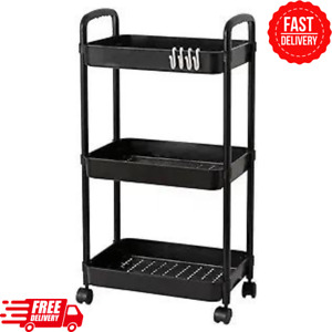 3-Tier Rolling Cart, Multifunctional Utility Cart with Wheels