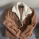 Guess Los Angeles Sherpa Collar Lined Long Sleeve Corduroy Brown Jacket Mens 
