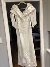 Vintage Satin Sequence Beaded Wedding Dress Small