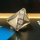 VINTAGE HELZBERG YELLOW GOLD DIAMOND RIVIERA COCKTAIL RING TOTAL .40 CARATS 14K