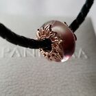 Pandora  Authentic Pink Murano Glass & Leaves Charm S 925 ALE